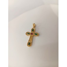 ΓΥΝΑΙΚΕΙΟΣ ΣΤΑΥΡΟΣ ΧΡΥΣΟ K14 με Ημιπολύτιμους λίθους CRG102 - 1086R